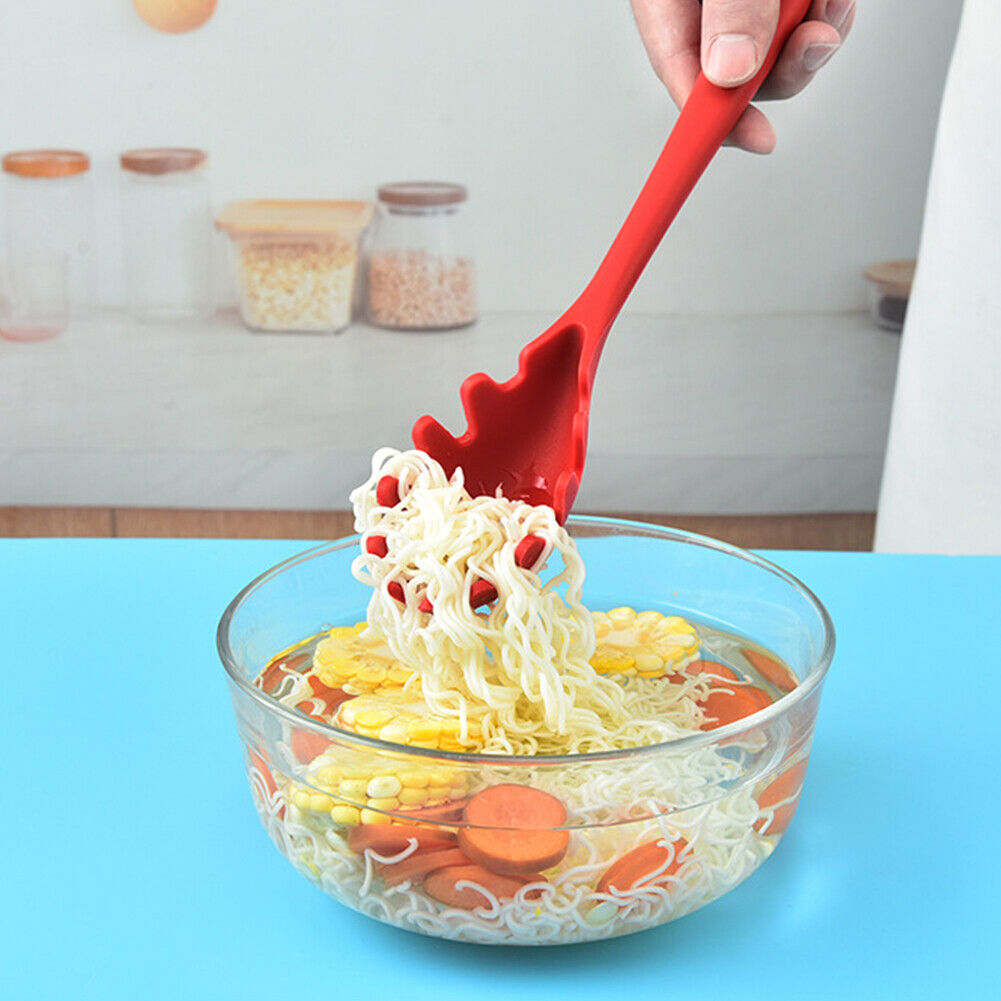 US 1-2 Pack Silicone Pasta Fork Heat Resistant Noodle Spaghetti Server Spoon