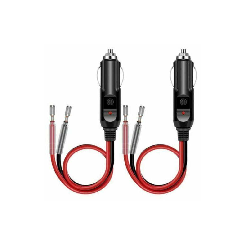 US 1-2 Pc 12V Extension Cord Fused Lighter Male Plug Leads LED Light Replacement