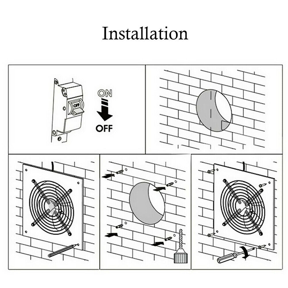 US 4~8'' Exhaust Fan Ventilation Extractor Fan Wall-Mounted Blower Anti-backflow