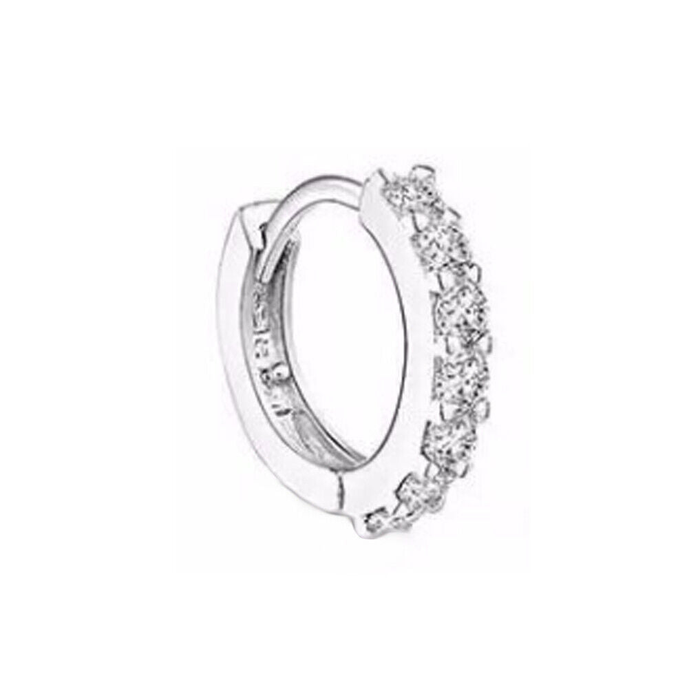 US 1-2 Pairs Womens 925 Sterling Silver CZ Huggie Hoop Earrings Non-Tarnish Gift