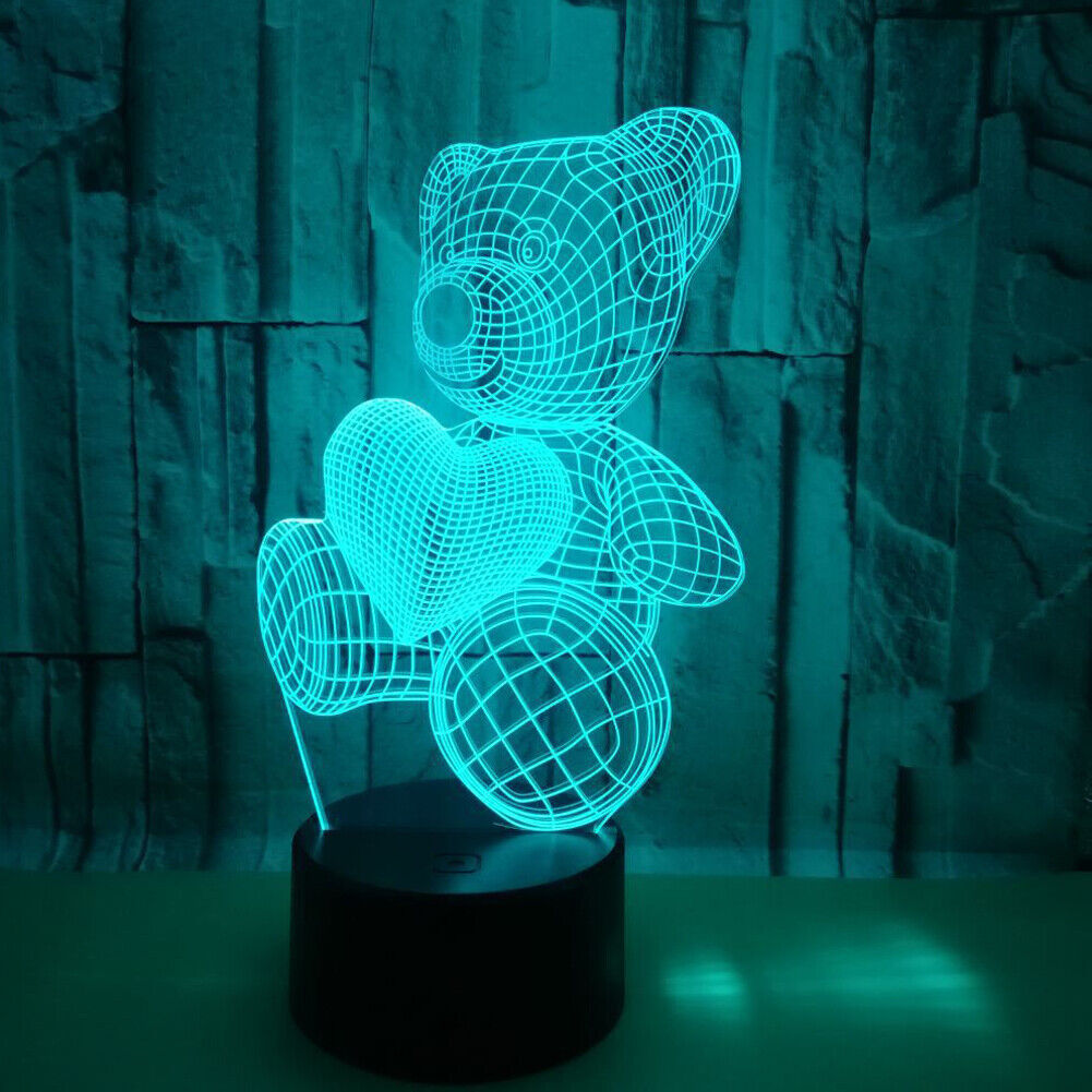 US 1-2 Pack Love Birthday Teddy Bear Thanksgiving Christmas Wife Gifts LED Light
