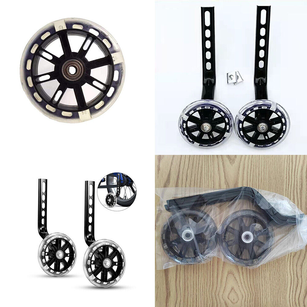 US 2-4 Pcs LED Kids Bike Stabilisers Bicycle Training Wheels Heavy Duty 12"- 20"