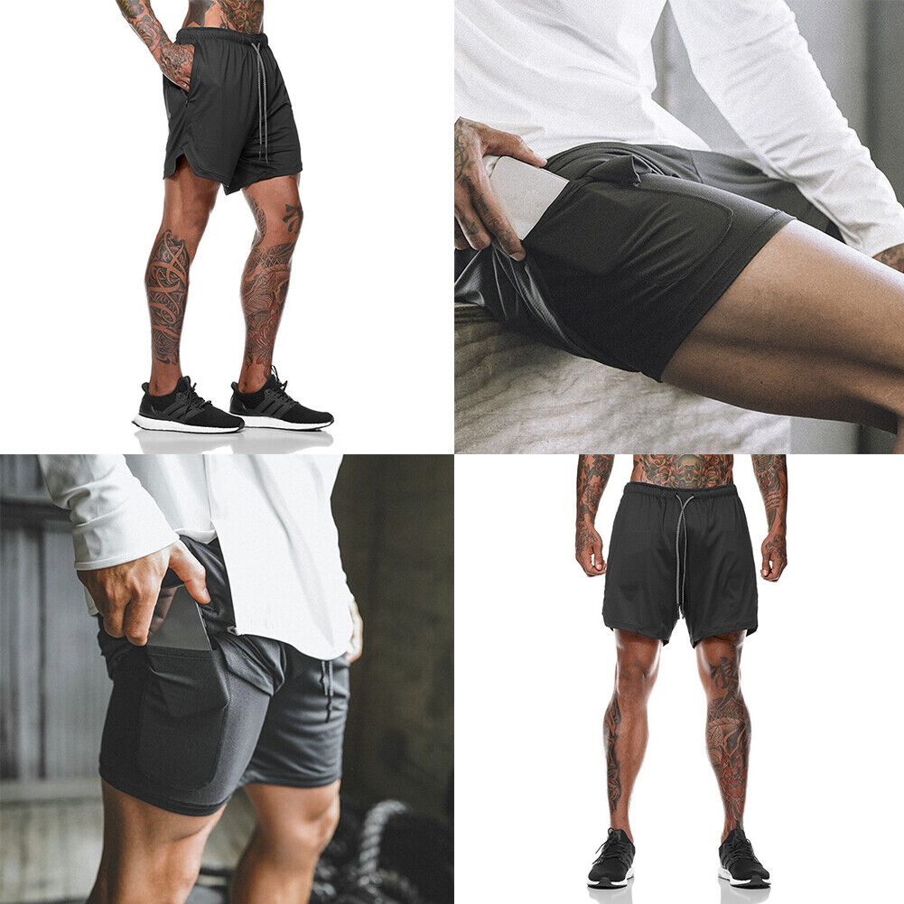 US Men's Sports Training Running Bodybuilding Workout Fitness Shorts Gym Pants