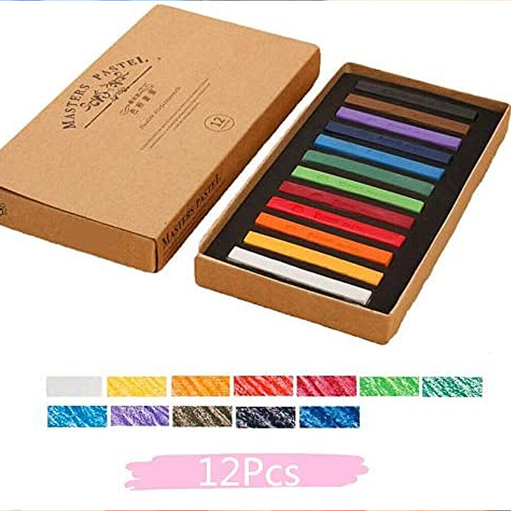 US 12-24 Colors Non Toxic Artist Pastels Soft Chalk Long Square Dry Pastels Set