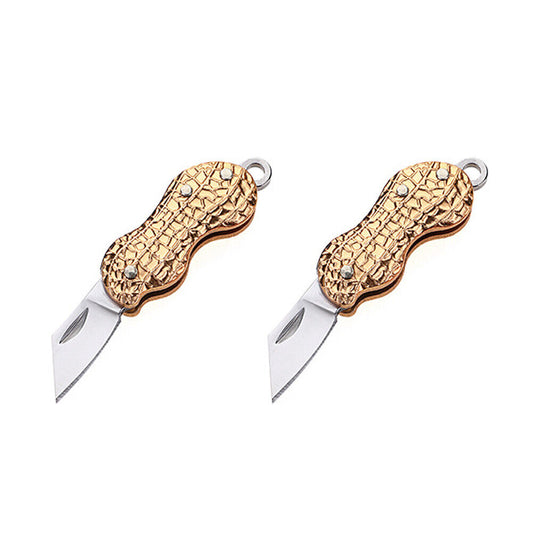 US 2-4 Pcs Mini Portable Folding Knife Peanut Shape Necklace Stainless Steel EDC