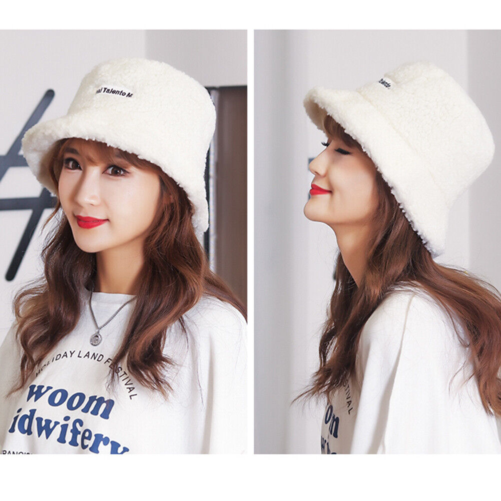 US Women Fashion Winter Bucket Hat Vintage Cloche Hats Wool Warmer Fisherman Cap