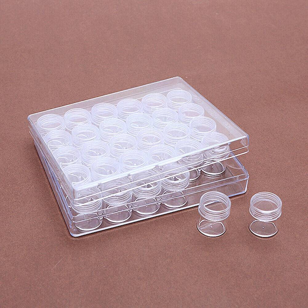US 30-60 Pack Clear Bead Containers Storage Box Jars Transparent Bottles w/Box