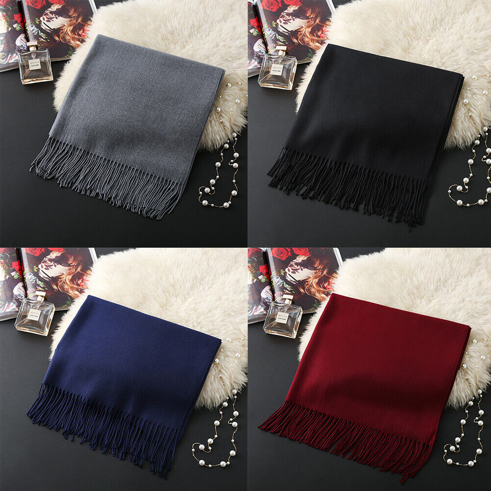 US Oversize Cashmere Scotland Wool Shawl Wrap Solid Blanket Mens Womens Scarf