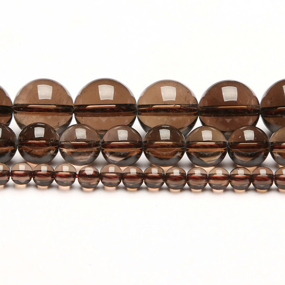 US 6/8/10mm Natural Smoky Quartzs Stone Round Beads For Jewelry Making DIY Charm