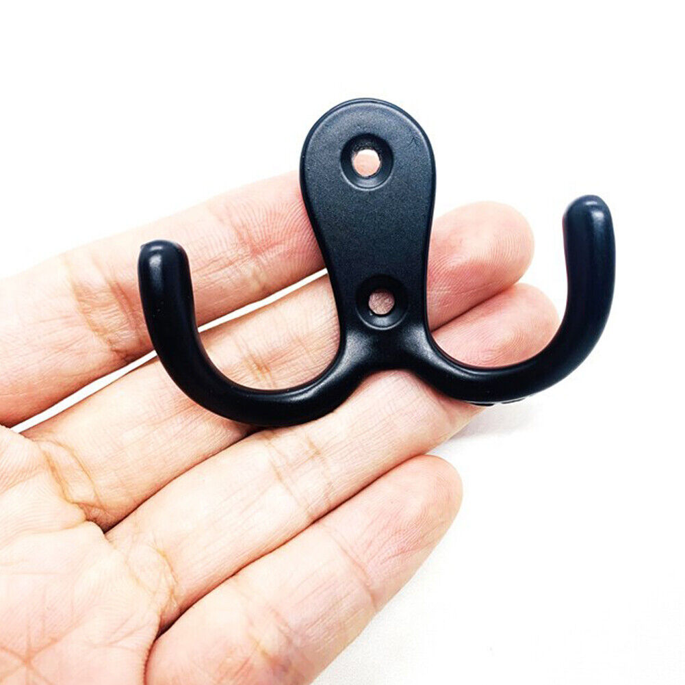 US 20-40 Pc Heavy Duty Double Prong Coat Double Hooks Wall Mounted Retro Utility