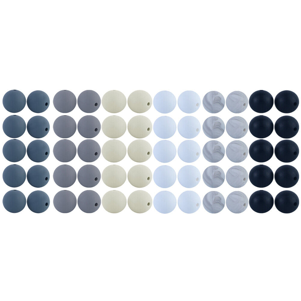 US 60-120Pc 15mm Bulk Assorted Rubber Large Round Silicone Loose Beads DIY Craft