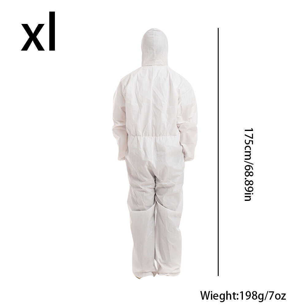 US 2-4 Pack Disposable Coverall PPE Suit Biohazard Chemical Protection Isolation