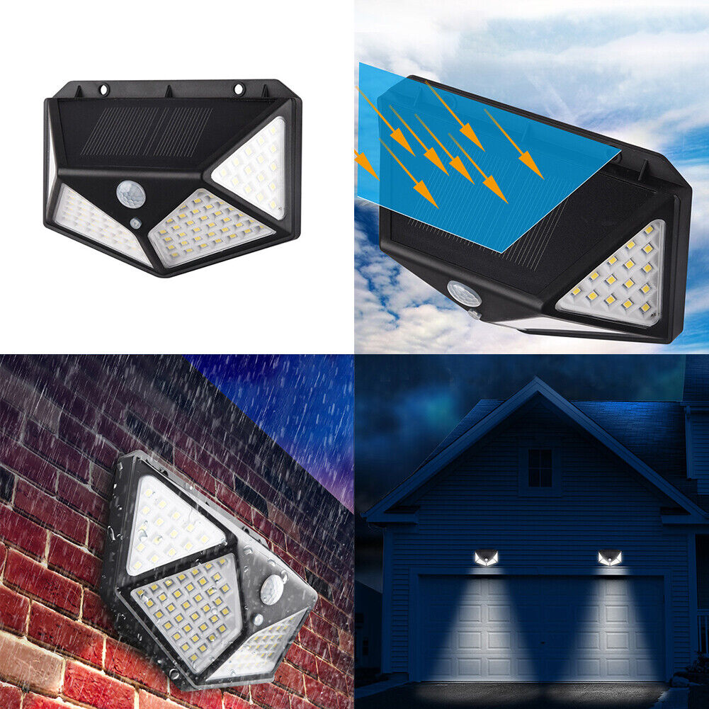 US 2-8 Pack 100LED Solar Power PIR Motion Sensor Wall Light 270º Outdoor Garden