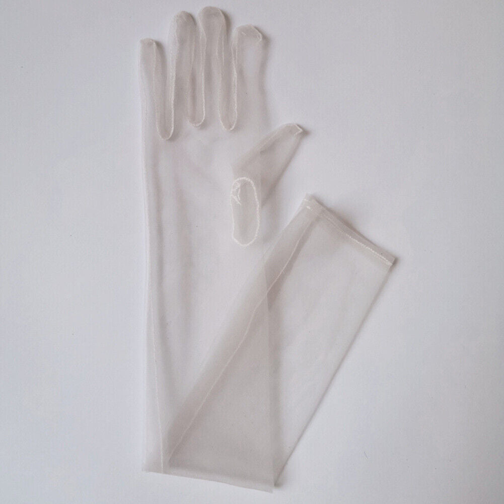 US 1~2 Paris 27'' Wedding Bridal Prom Sheer Tulle Long Elbow Gloves Party Opera