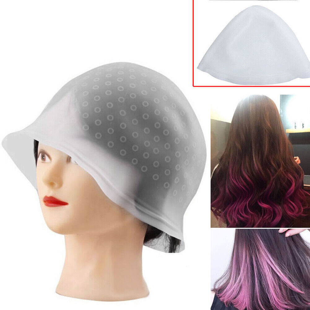 US 1-2 Pack Reusable Silicone Dye Hat Cap + Hook for Hair Coloring Highlighting