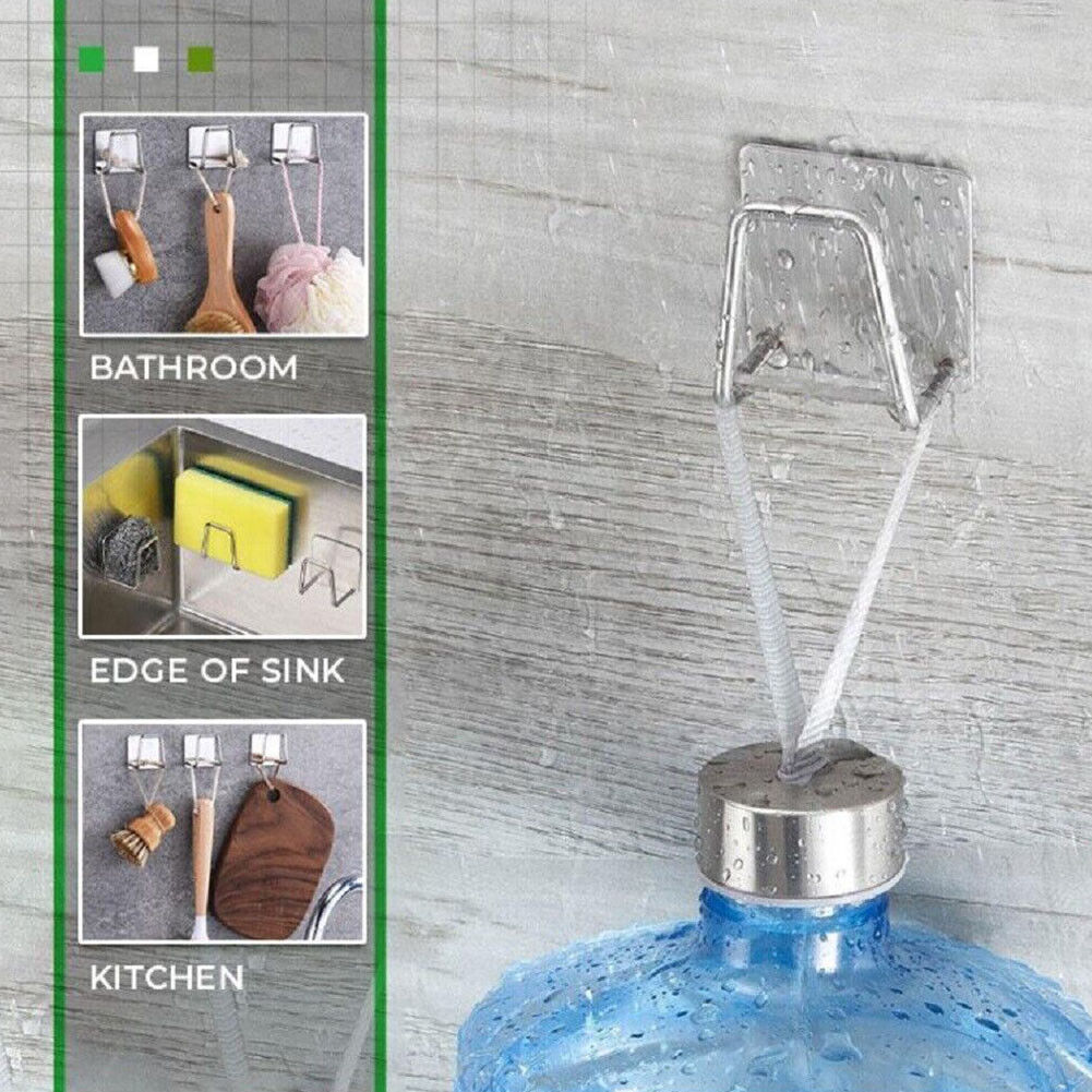 US 5-10 Pack Adhesive Sponge Holder Kitchen Sink Caddy Stainless Steel Hook Tool
