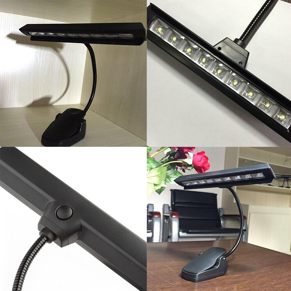 US Black Flexible 9 LED Clip-On Orchestra Music Stand LED W/ Adapter Lamp Light