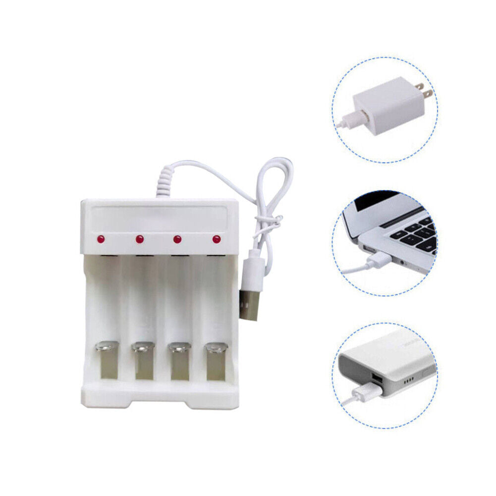 US 4 Slot Battery Charger For AA AAA Rechargeable Ni-MH Ni-CD Li-Ion Batteries