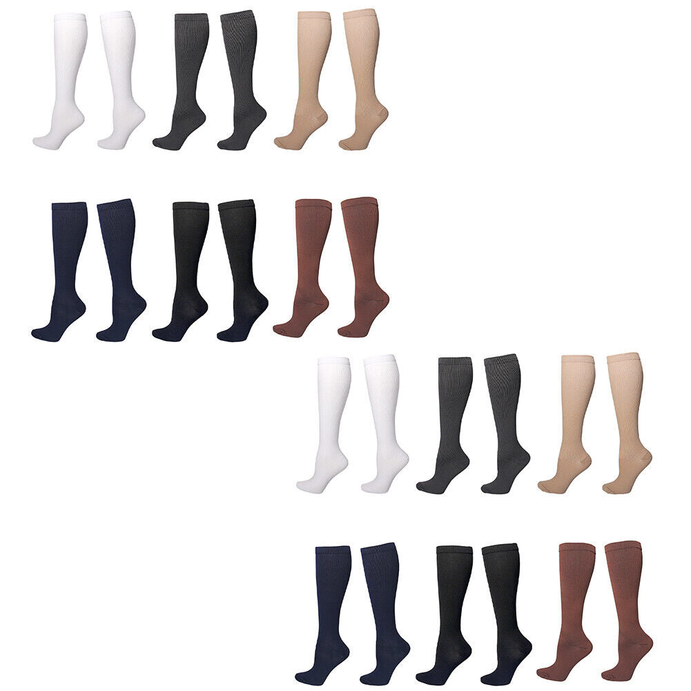 US 6-12Pairs Compression 15-20mmHg Graduated Support Socks Calf Men Women S-XXL