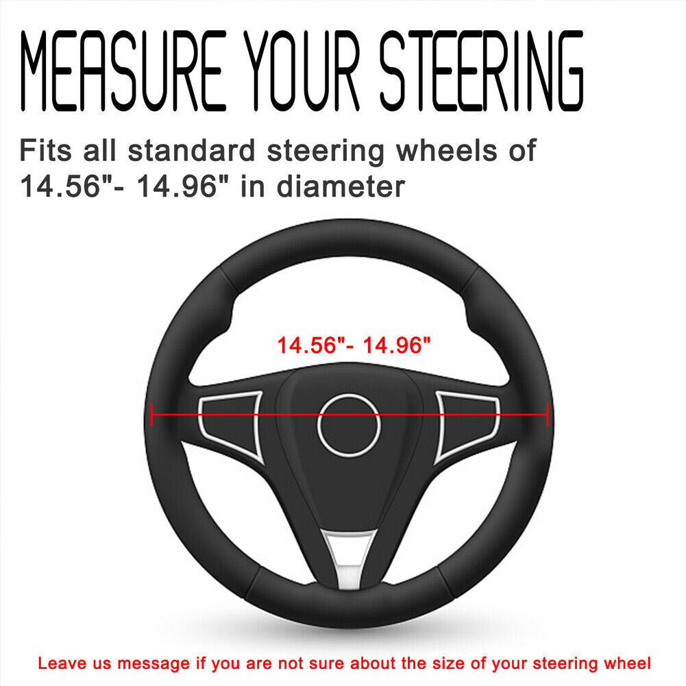 US 2-4Pc Leather Car Steering Wheel Cover 15 Inch 15'' Non-Slip Grip Protector