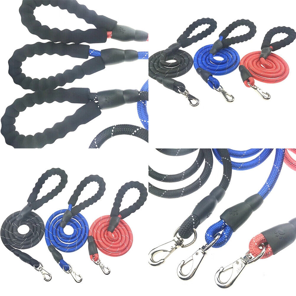 US 2-4 Pcs Heavy Duty Dog Leash Reflective Nylon Comfortable Soft Padded Handle