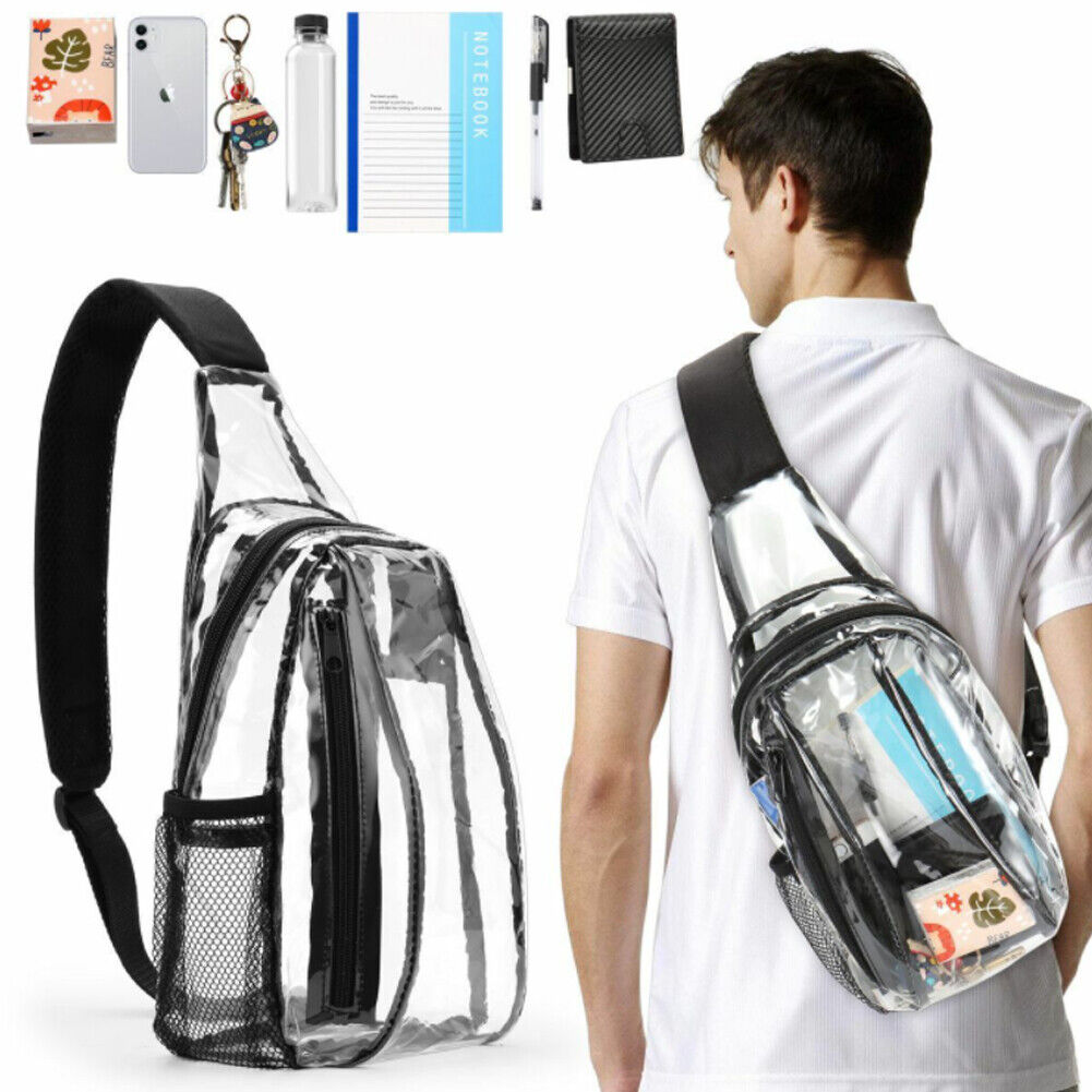 US 1-2 Pack Clear Sling Bag Stadium Approved PVC Crossbody Transparent Backpack