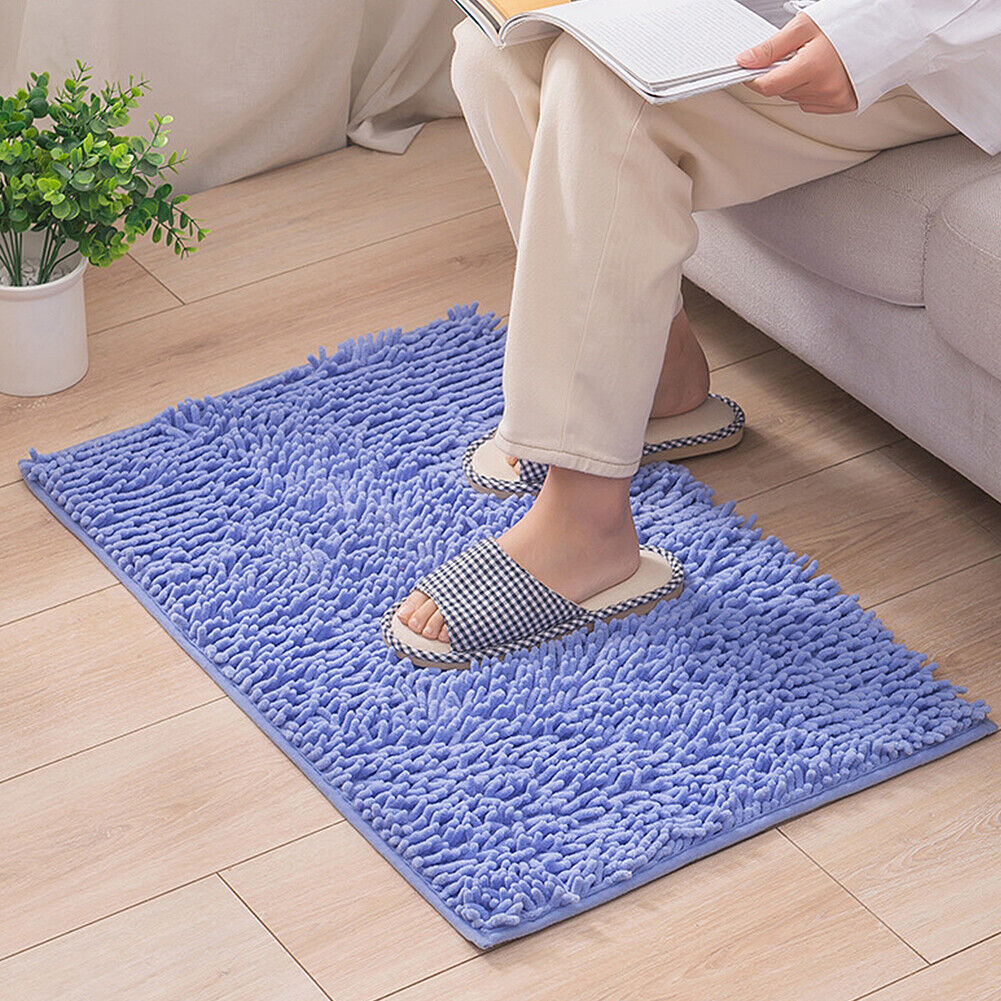 US Luxury Chenille Bath Rug Absorbent Soft Shaggy Non Slip Bathroom Mat Rugs