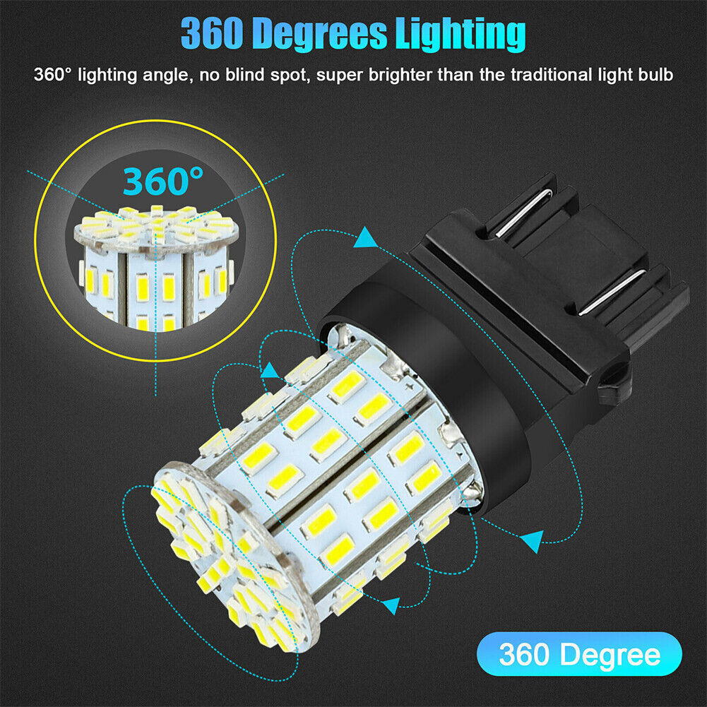 US 8-16 Pcs 3157 3156 64SMD LED Reverse Brake Turn Signal Light Bulb 6000K White