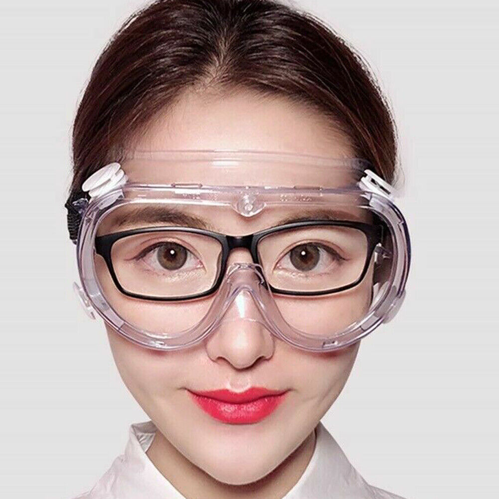 US 2-4 Pcs Safety Goggles Anti-Fog Over Glasses Eyes Protect Lab Work Clear Lens