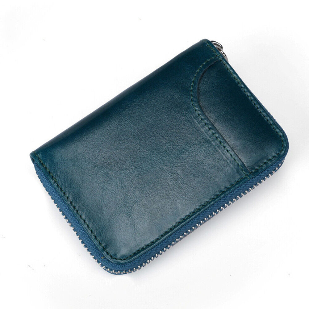 US 1-2 Pc Leather Zipper Slim Wallet RFID Blocking Credit Card Holder Thin Purse