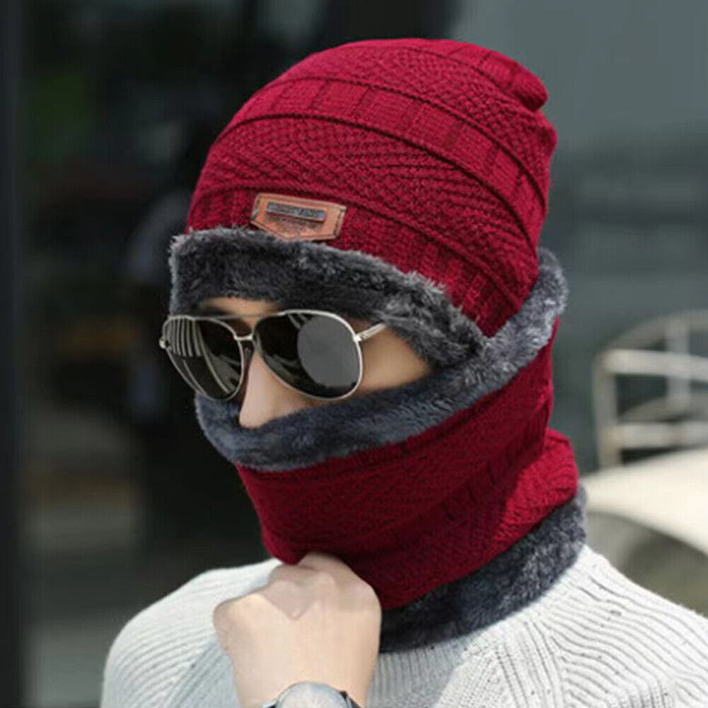 US 2-4 Pack Men Women Winter Baggy Slouchy Knit Warm Beanie Hat Scarf Set Skull