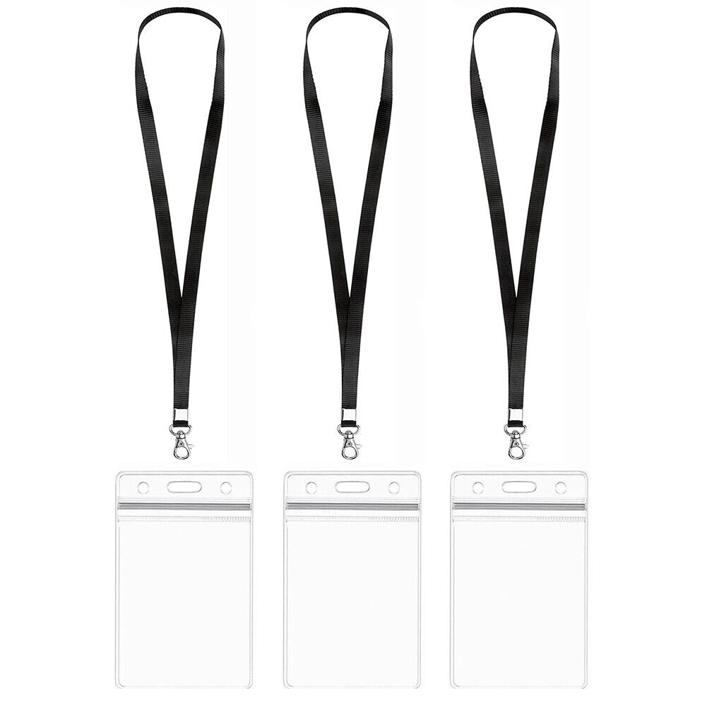 US 3-10 Pack ID Badge Holder Waterproof Quick Release Lanyards Detachable Buckle