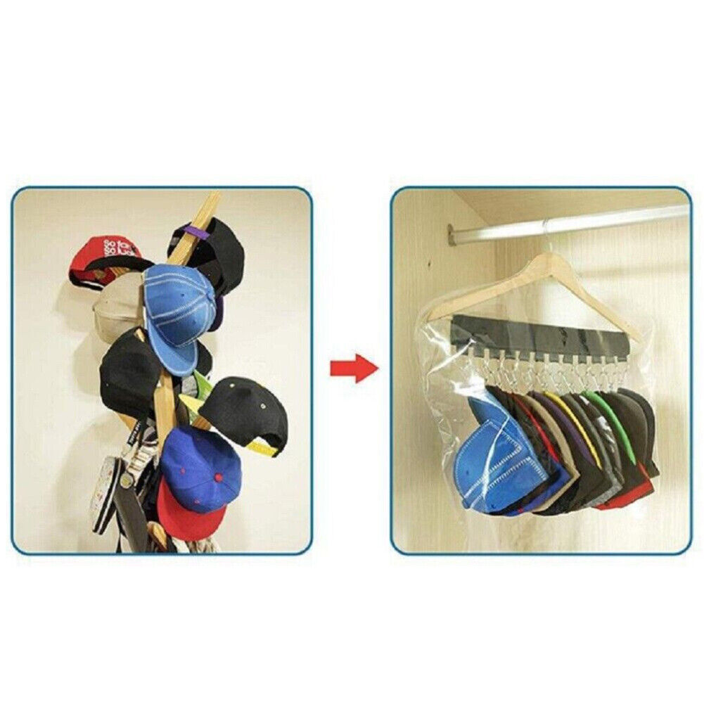 US 1-2 Pcs Hat Organizer Baseball Cap Storage Stainless Steel Clip Holder Hanger