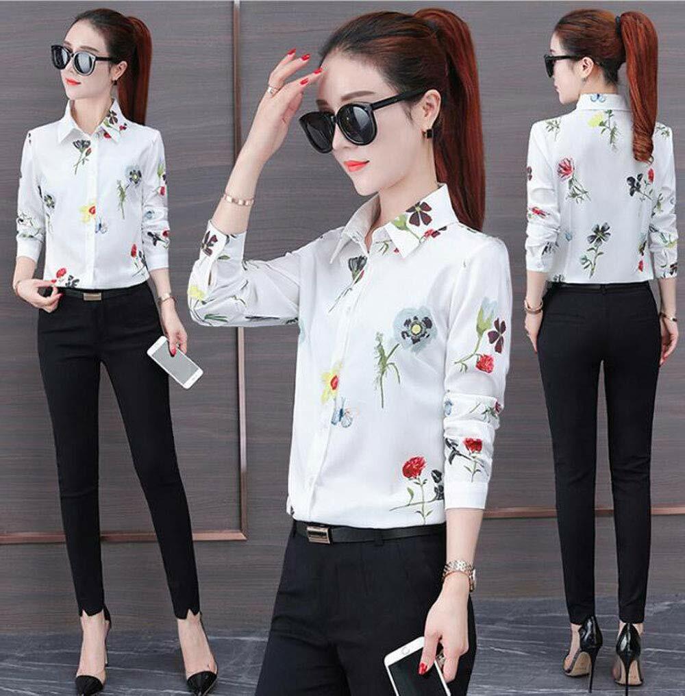 Women's Button Down Long Sleeve Printed Shirt Tailored Blouse