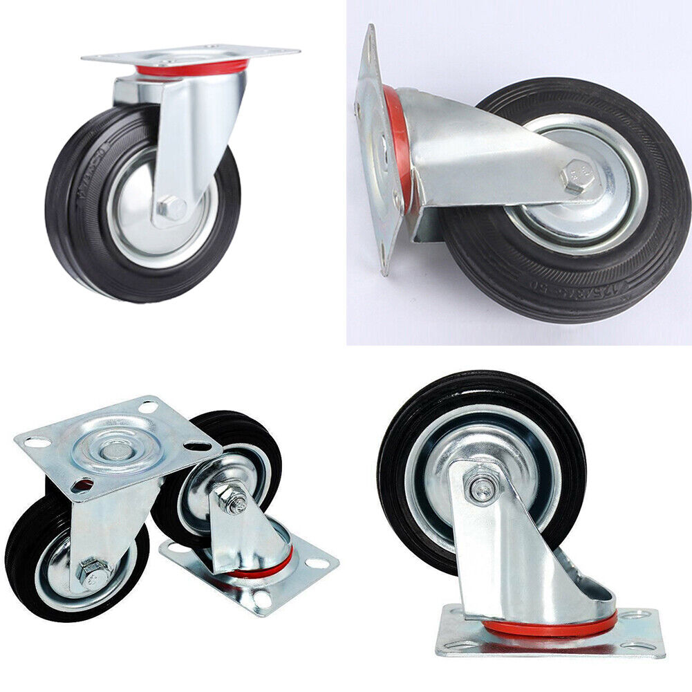 US 8 Pack 3" Swivel Caster Wheels Rubber Base Top Plate & Bearing Heavy Duty
