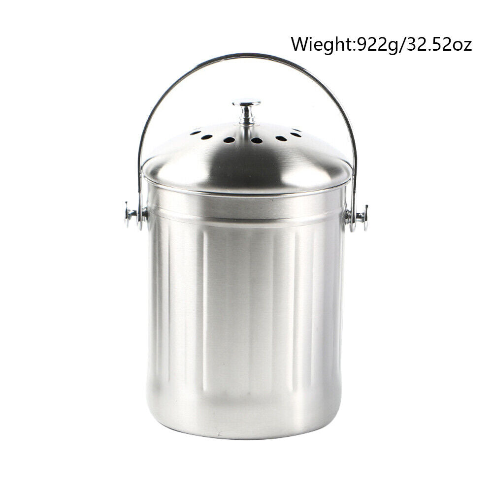 US Kitchen Compost Bin with Lid and 1.3 Gallon Compose Spare Charcoal Filter