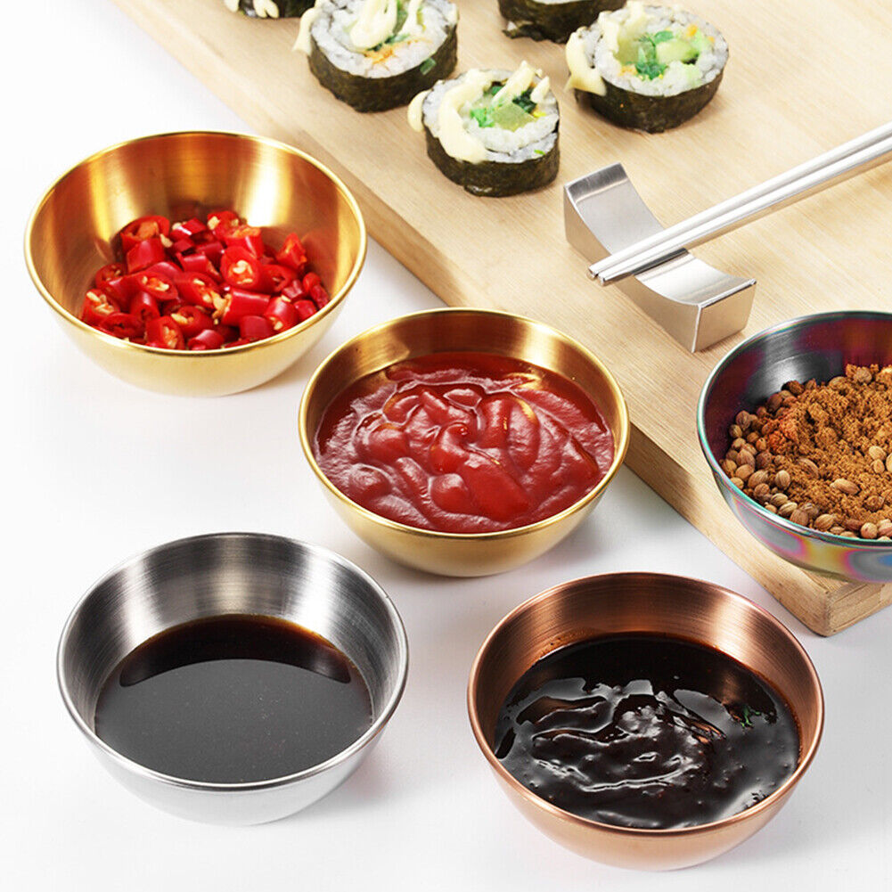 US 8-16 Pc 3.2” Stainless Steel Sauce Dish Saucers Dipping Bowl Appetizer Plates
