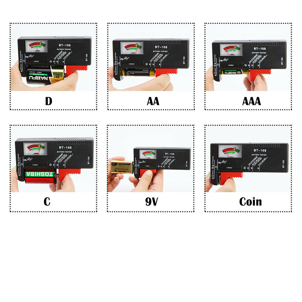 US 2-4 Pack AA AAA C D 9V Battery Universal Volt Tester Checker Button Cell