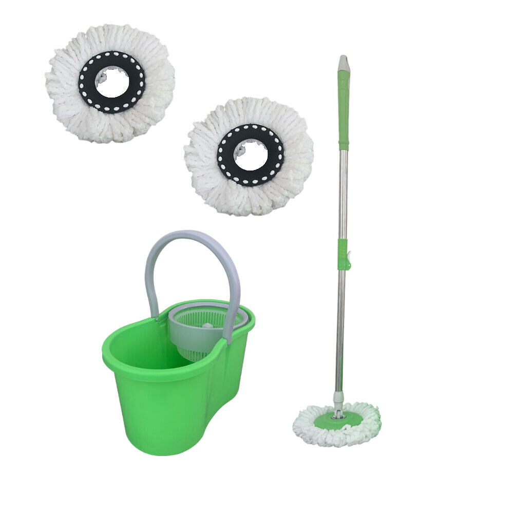 US 1-2 Pcs 360° Rotating Head Easy Spin Dry Floor Microfiber Spinning Mop Bucket