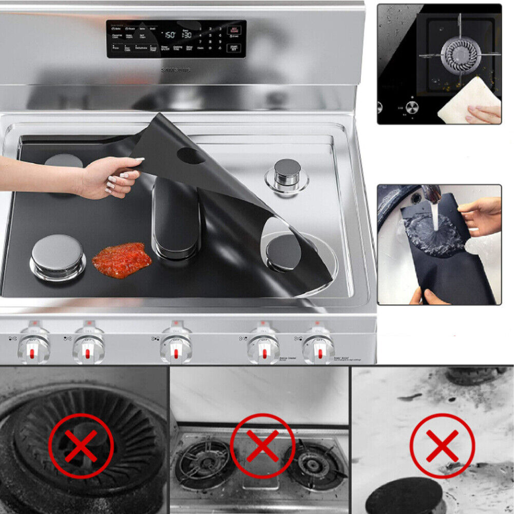 US 2-4 Pack Stove Cover Gas Range Top Burner Protectors Reusable Non-stick Liner