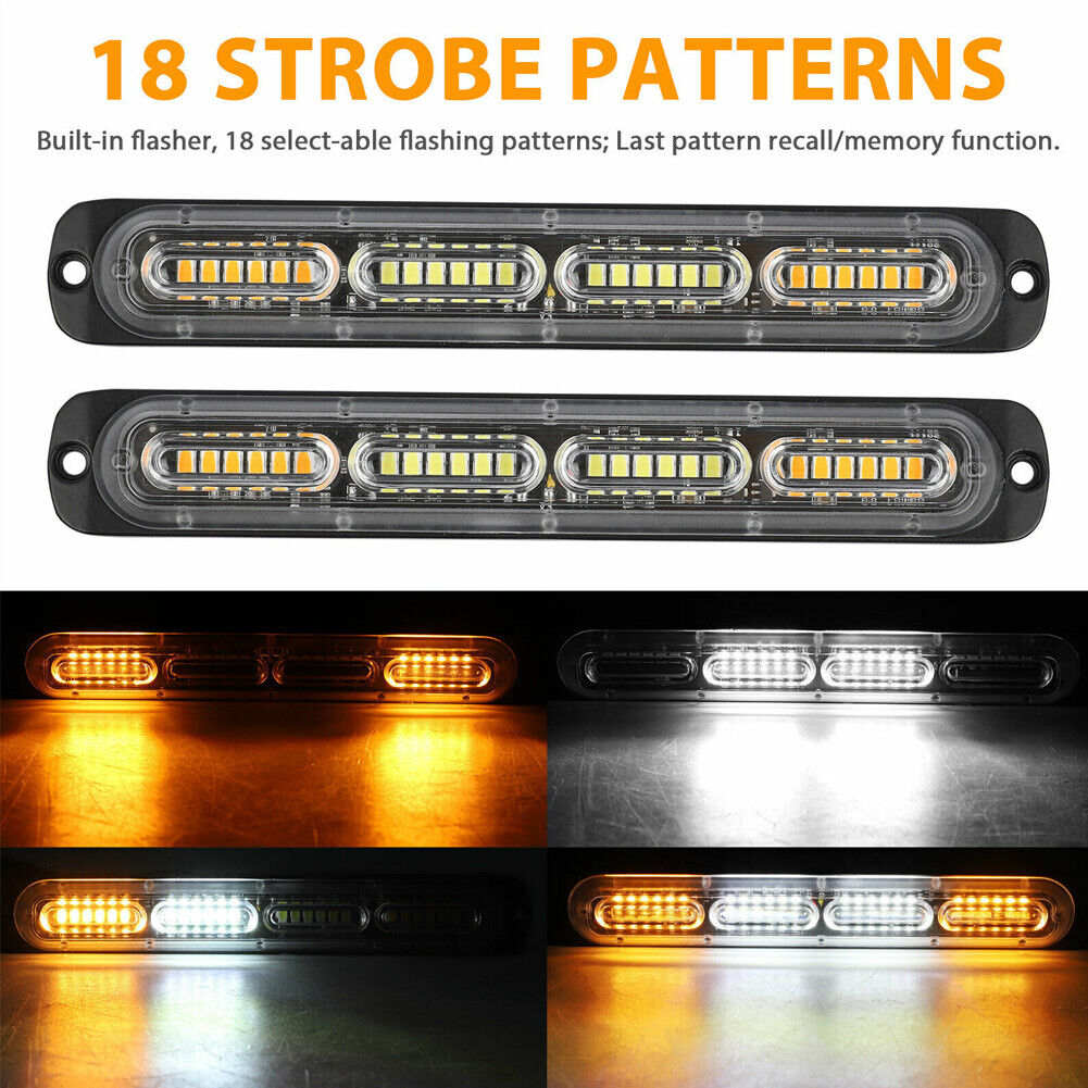 US 1-2 Pc 24V Bright LED Emergency Strobe Lights Warning Amber/White Flash Light
