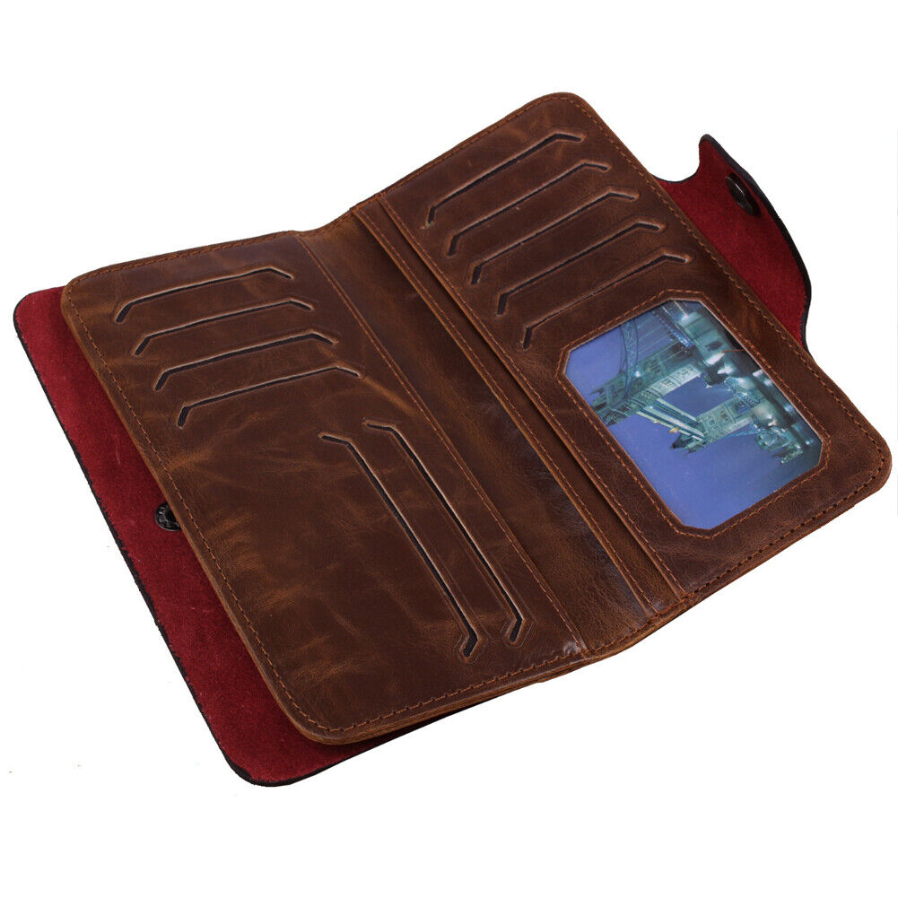 US 1-2 Pack Men Leather Wallet Bifold ID Card Holder Check Clutch Billfold Purse