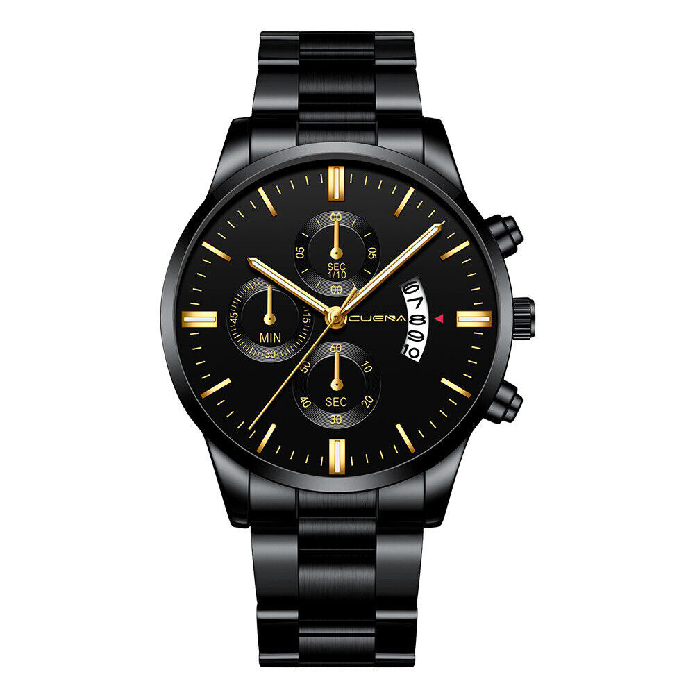 US 1-2 Pc Men Relojes De Hombre Stainless Steel Hand Chronograph Quartz Classic