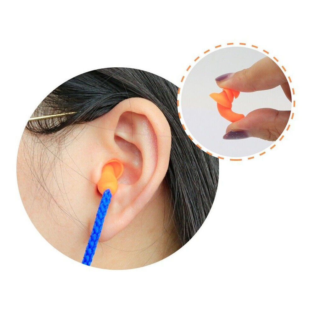 US 50-100Pairs Silicone Corded Ear Plugs Reusable Shoot Hearing Protection Cord