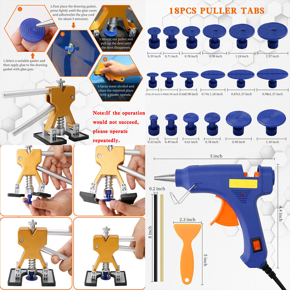 US 32Pc Set Car Paintless Dent Repair Puller Remover Lifter Kit Dint Hail Damage