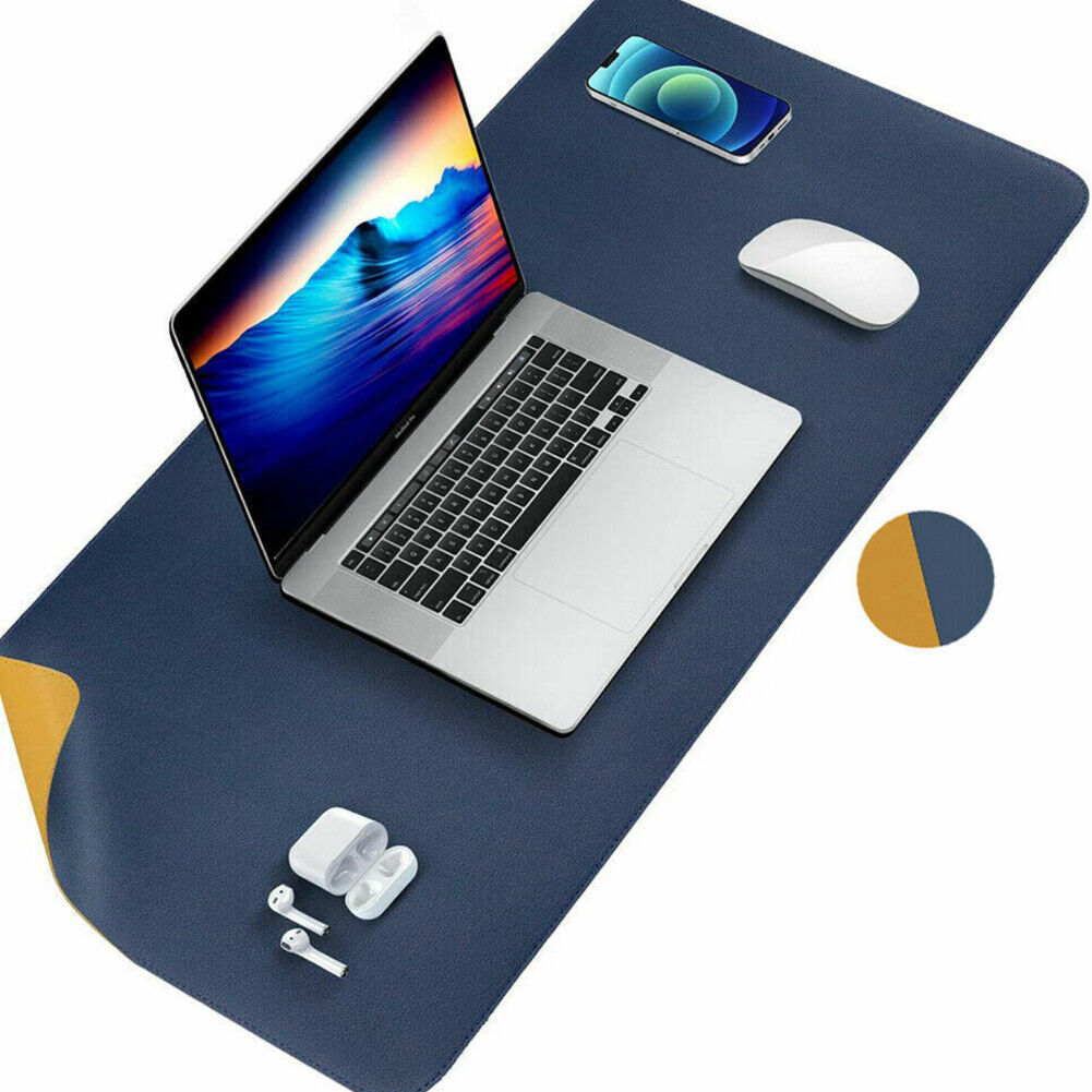 US PU Leather Dual Sided Desk Pad Non-Slip Mouse Pad Office Home Mat 23.6x11.8''