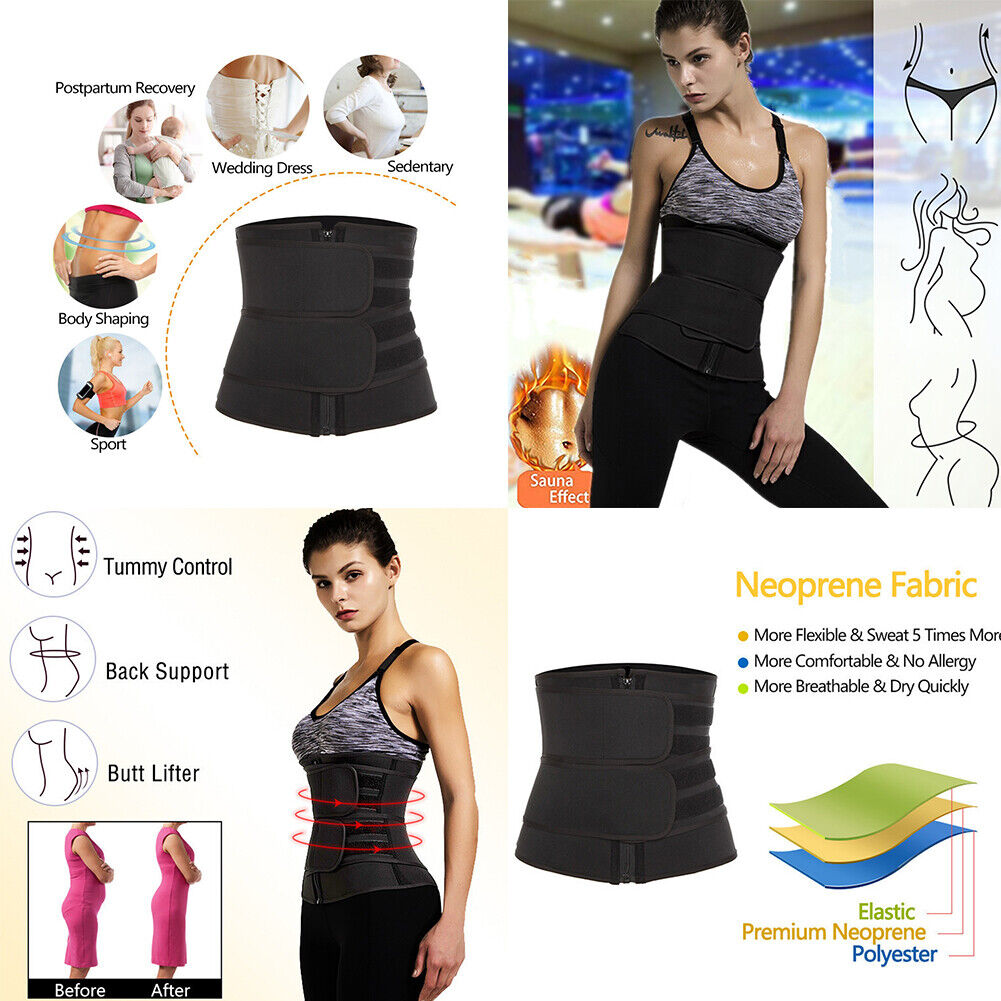 US 2 Pack Waist Trainer Body Training Shaper Sweat Tummy Control Secure Girdle