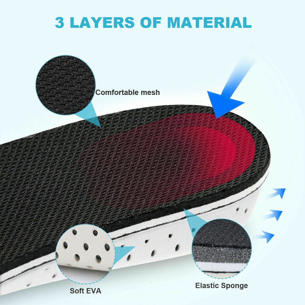 US 2-4 Paris Memory Foam Air Cushion Invisible Height Increase Insole Pad Taller