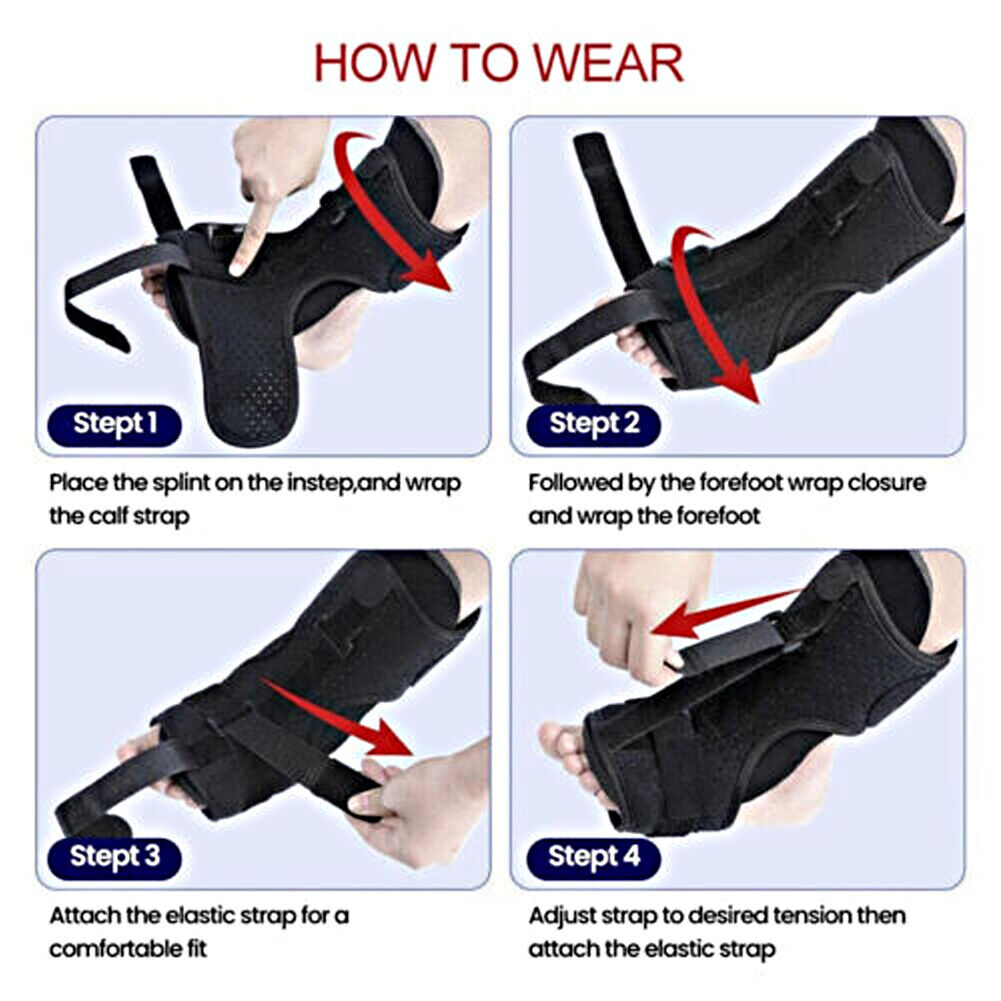US 2-4 Pairs Adjustable Ankle Brace Foot Drop Orthotic Brace Support Toe Pain