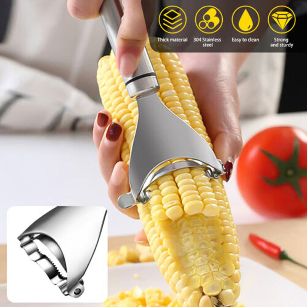 US 2-4 Pack Stainless Steel Corn Cob Peeler Remover Kernel Cutter Thresher Tool